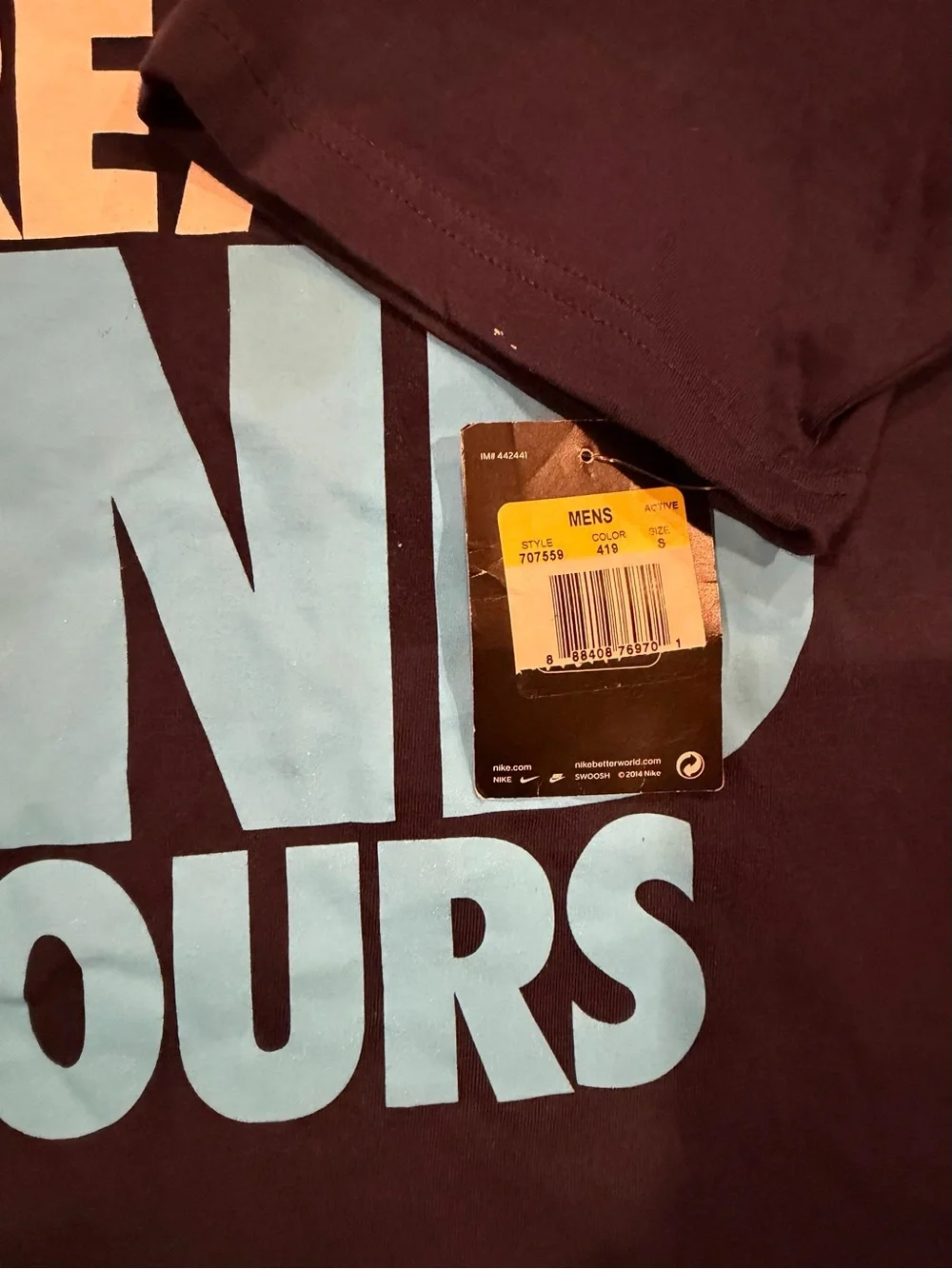 Nike Navy Short-Sleeve Graphic Tee “My Dreams End Yours”
